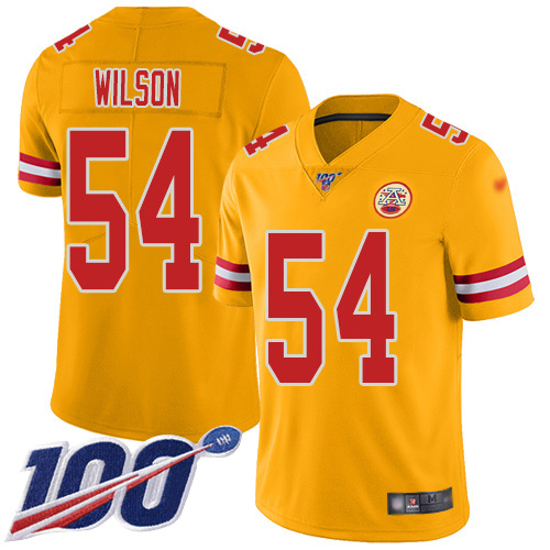 Men Kansas City Chiefs #54 Wilson Damien Limited Gold Inverted Legend 100th Season Nike NFL Jersey->nfl t-shirts->Sports Accessory